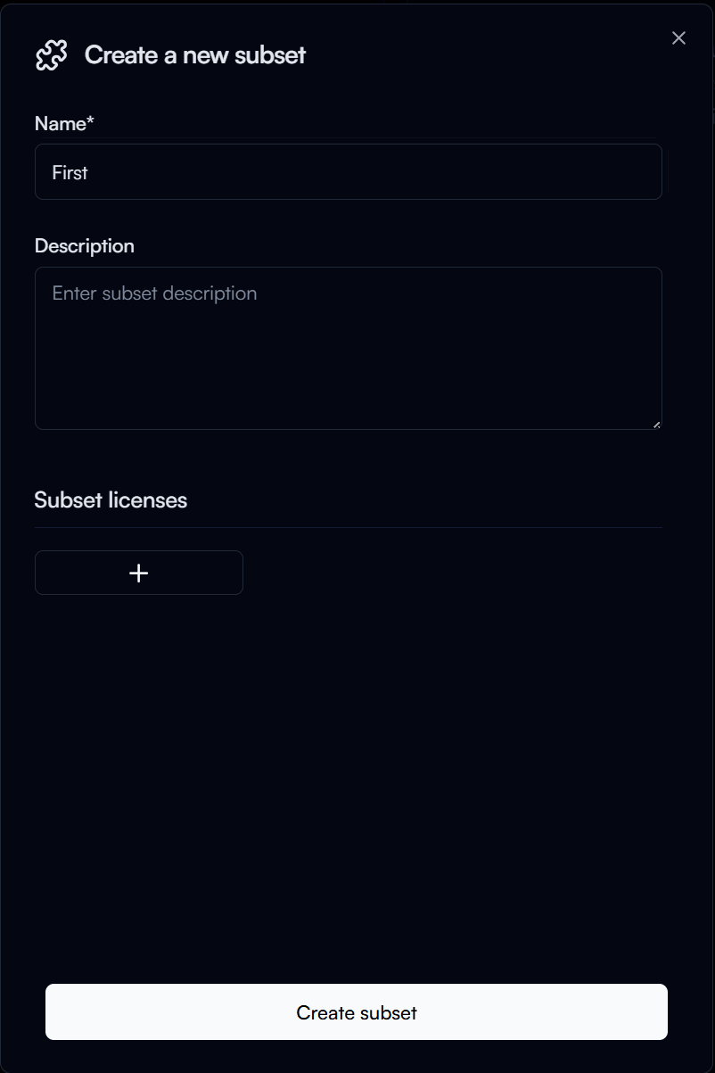 Create subset dialog