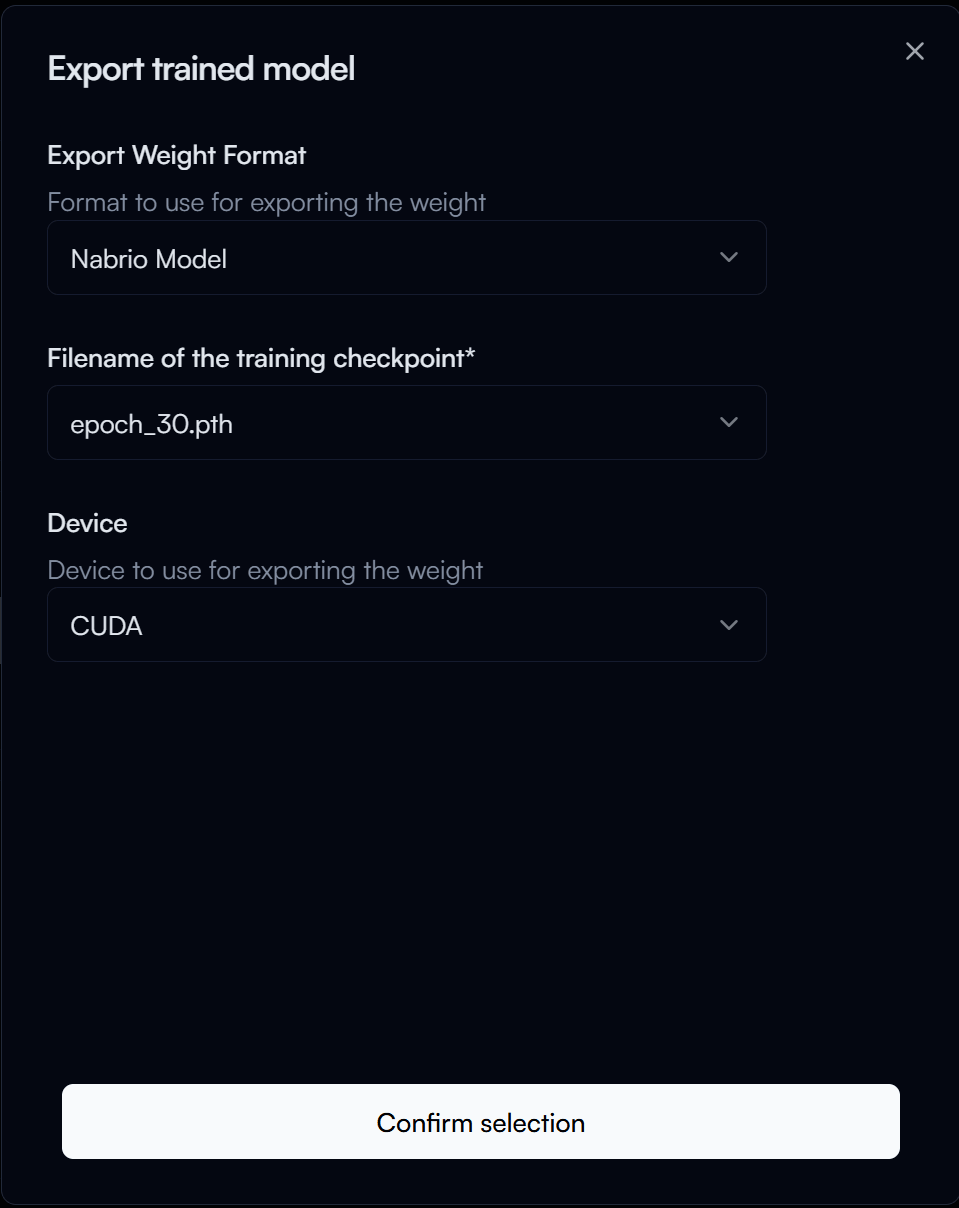 Export Model Form