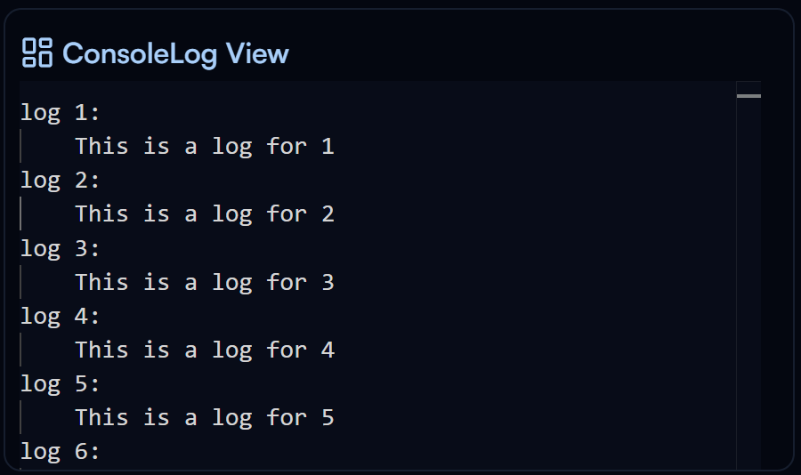 Console Log View widget on the Dashboard