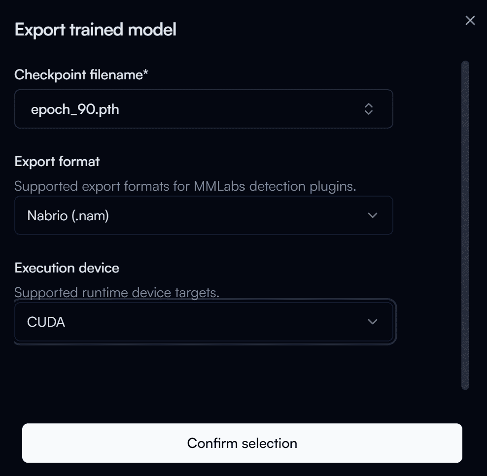 Export Model Form