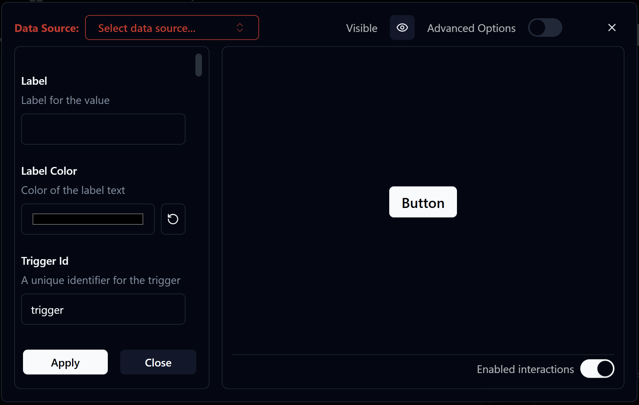Widget options