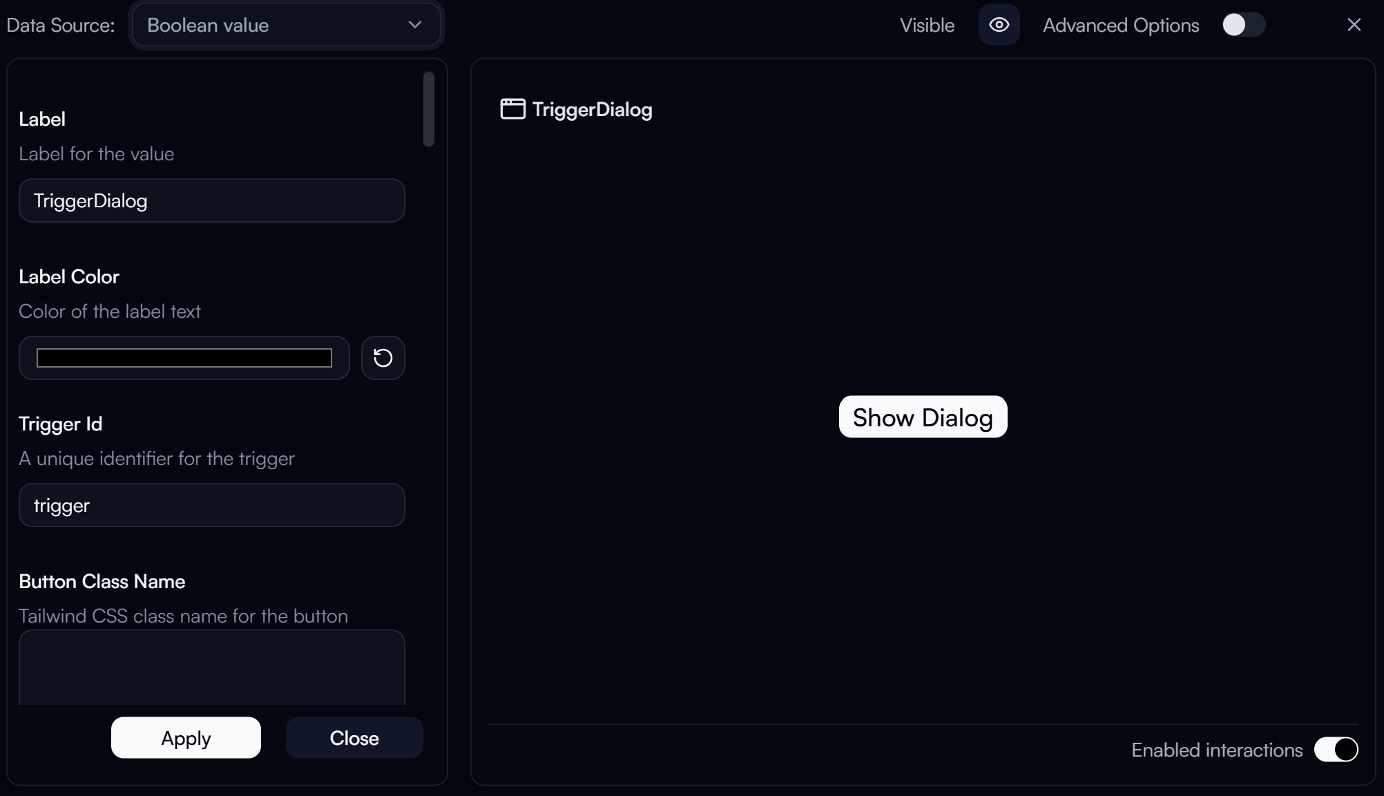 Dialog Trigger Settings
