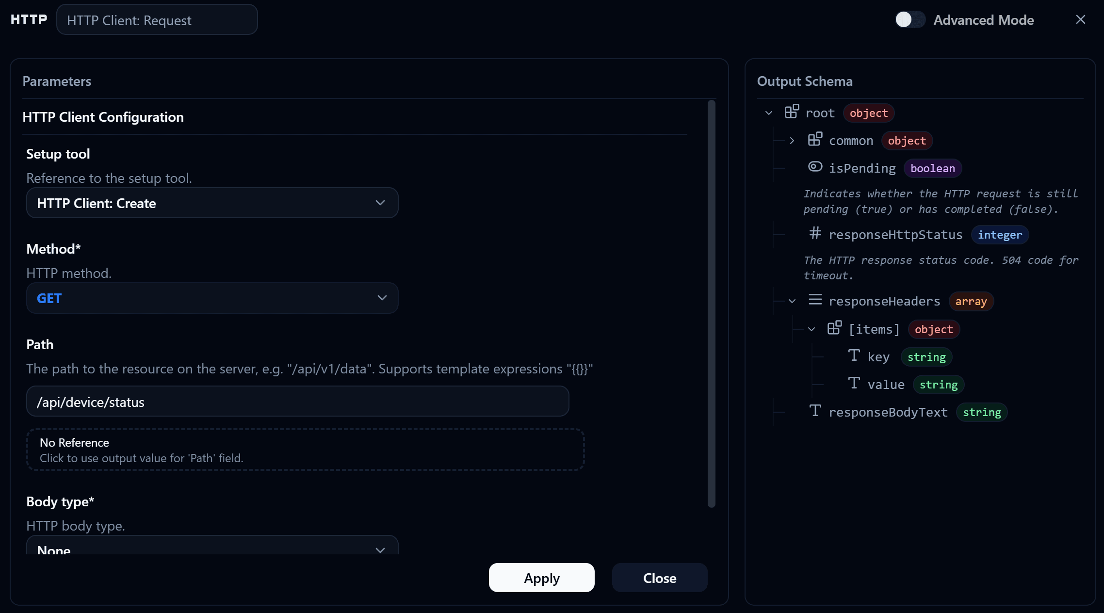 HTTP Client Request Node