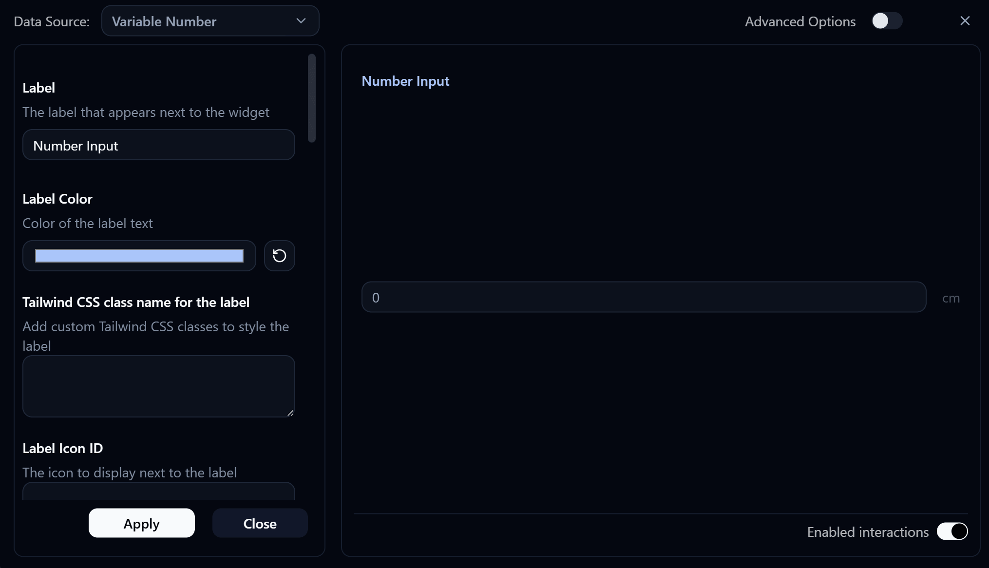 Number Input Settings