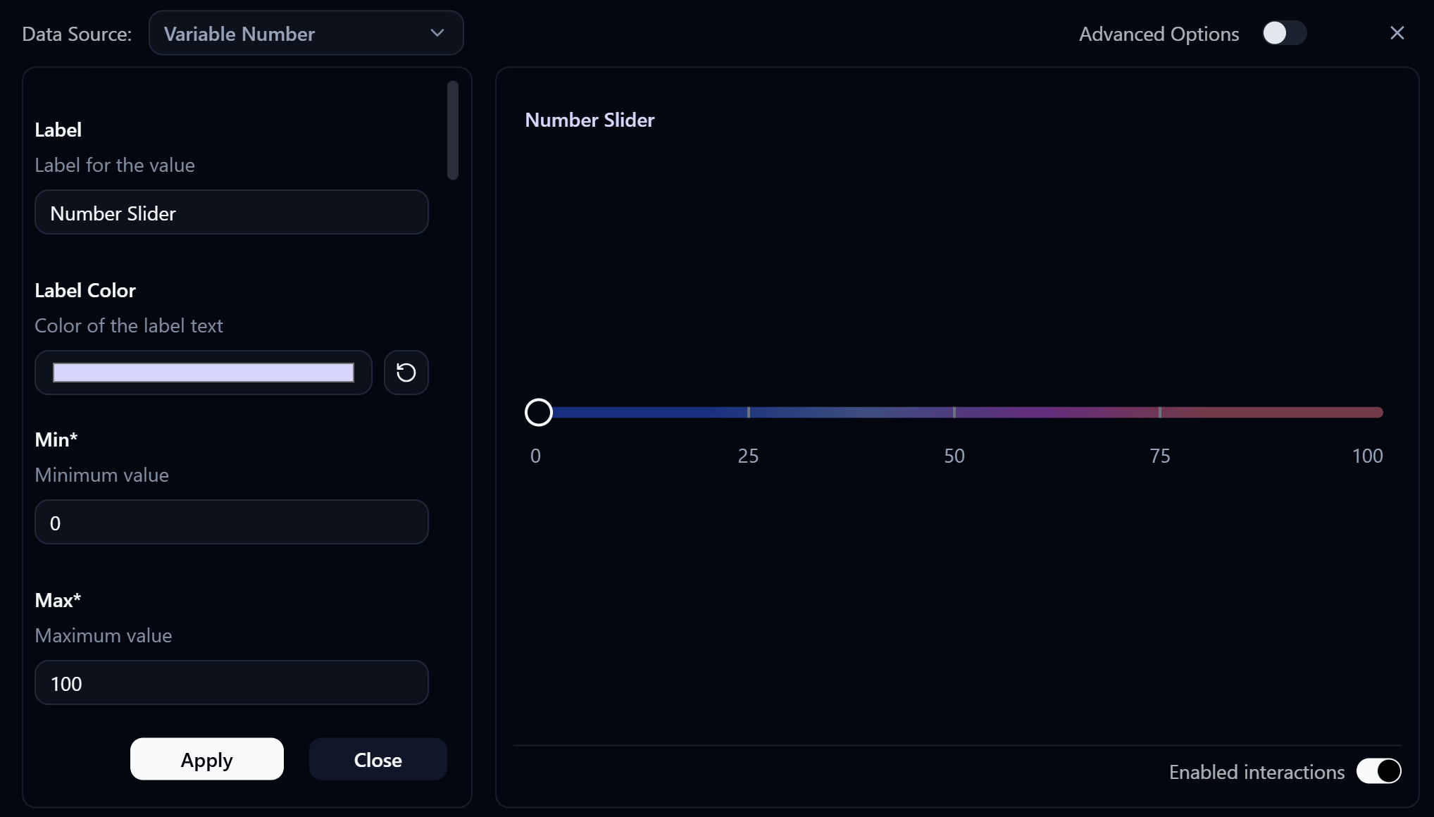 Number Slider Settings
